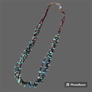 Navajo Native American Turquoise Heishi Three Strand Necklace